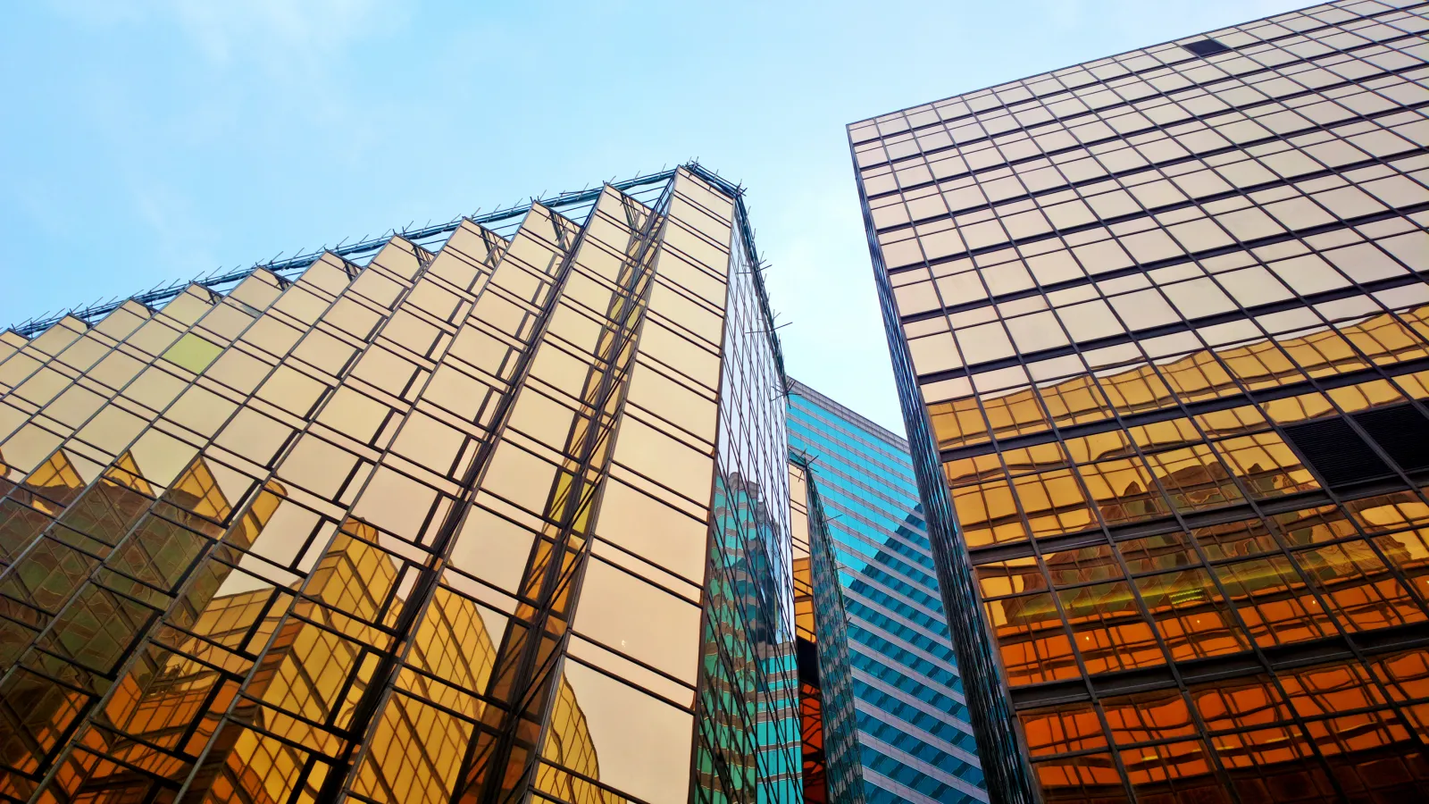 City business tower representing lender marketplace intake operations