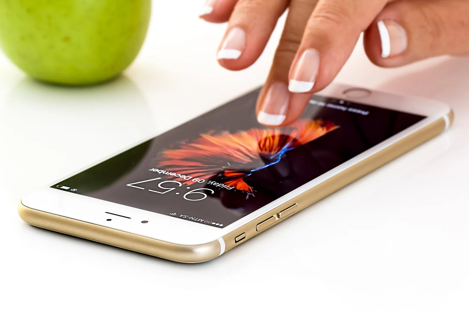 A smartphone held in one hand